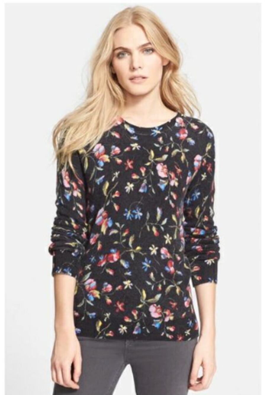 Equipment Femme Sloane Floral Print 100% Cashmere Sweater